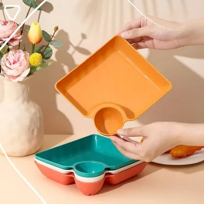 Square Serving Plates With Saucer (4 Pc)